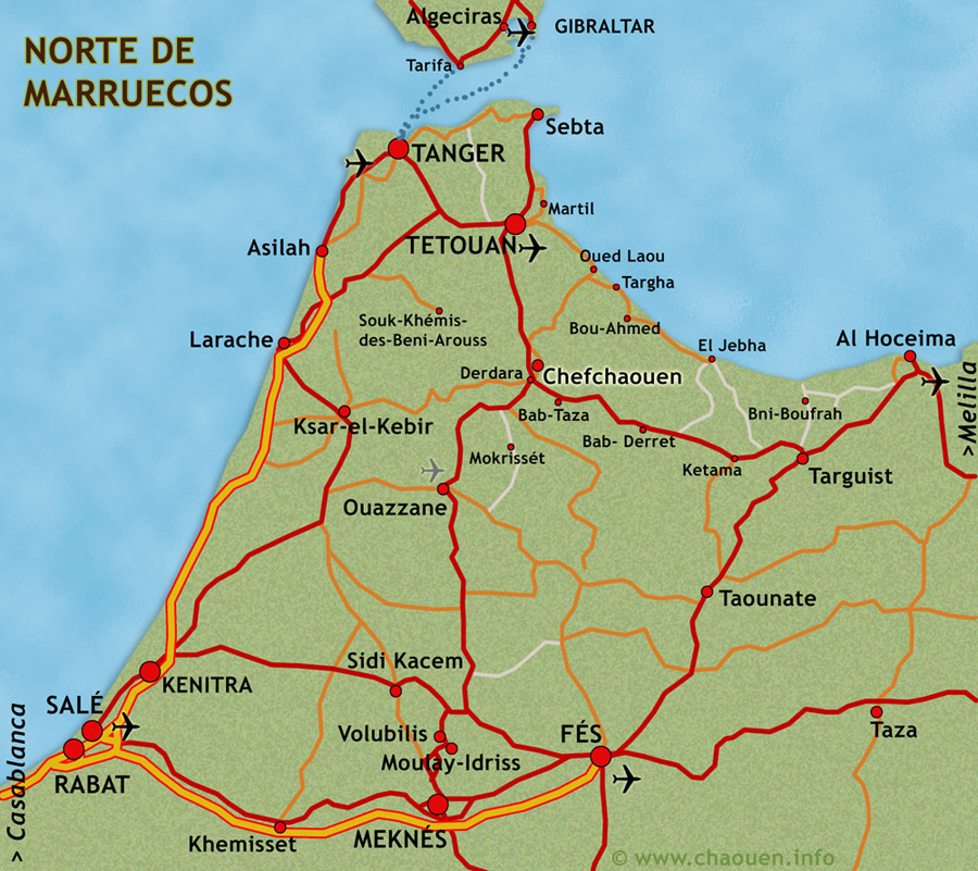 Karten von Chefchaouen und Norten von Marokko - Casa Linda
